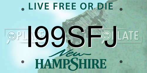 I99SFJ New Hampshire License Plate