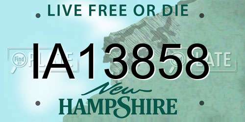 IA13858 New Hampshire License Plate