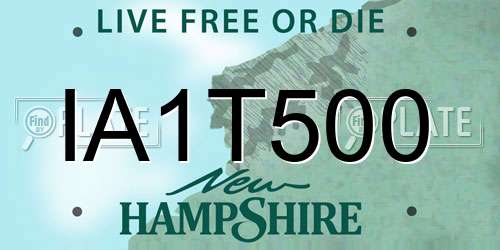 IA1T500 New Hampshire License Plate