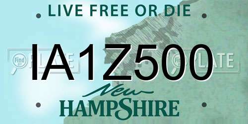 IA1Z500 New Hampshire License Plate