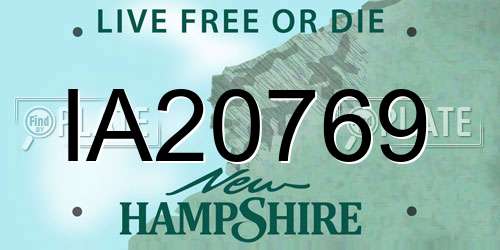 IA20769 New Hampshire License Plate