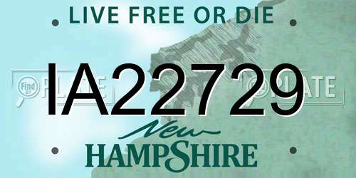 IA22729 New Hampshire License Plate