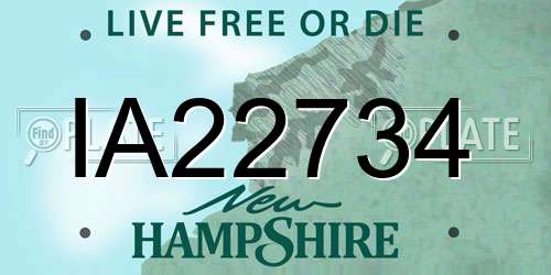 IA22734 New Hampshire License Plate