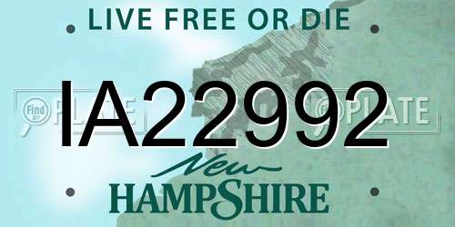 IA22992 New Hampshire License Plate