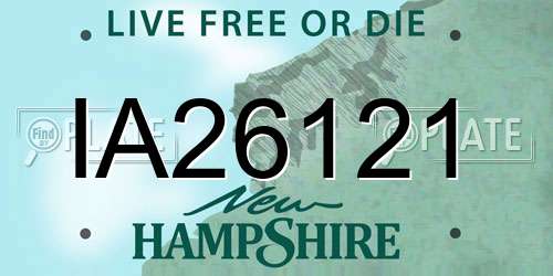 IA26121 New Hampshire License Plate