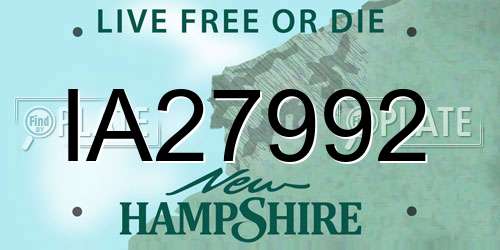 IA27992 New Hampshire License Plate