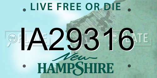 IA29316 New Hampshire License Plate