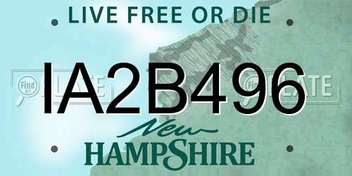 IA2B496 New Hampshire License Plate