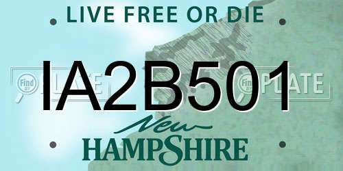 IA2B501 New Hampshire License Plate