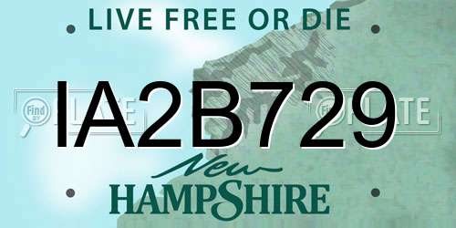 IA2B729 New Hampshire License Plate