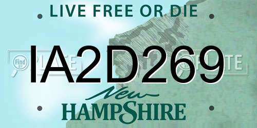 IA2D269 New Hampshire License Plate