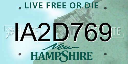 IA2D769 New Hampshire License Plate