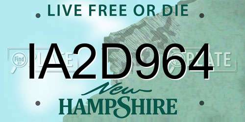 IA2D964 New Hampshire License Plate