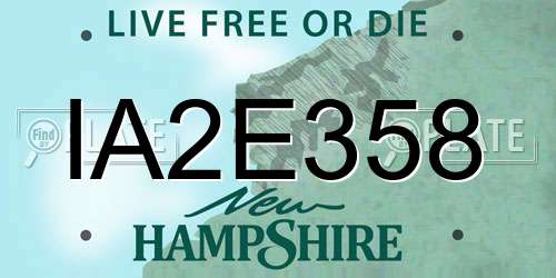IA2E358 New Hampshire License Plate