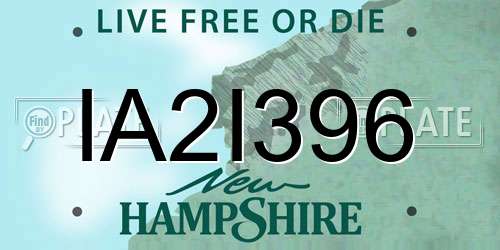 IA2I396 New Hampshire License Plate