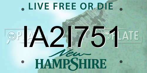 IA2I751 New Hampshire License Plate
