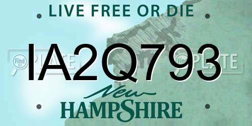 IA2Q793 New Hampshire License Plate