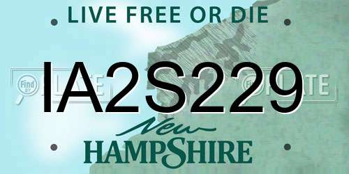 IA2S229 New Hampshire License Plate