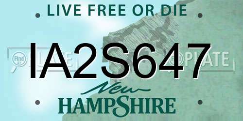 IA2S647 New Hampshire License Plate