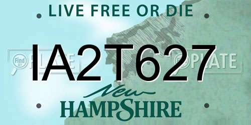 IA2T627 New Hampshire License Plate