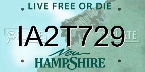 IA2T729 New Hampshire License Plate
