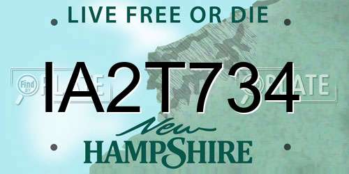 IA2T734 New Hampshire License Plate