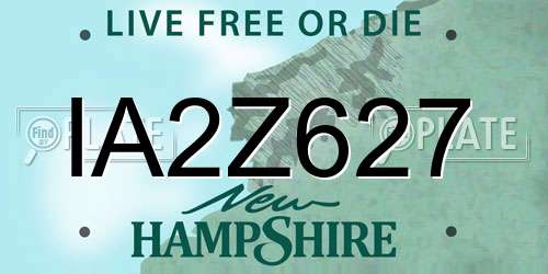 IA2Z627 New Hampshire License Plate
