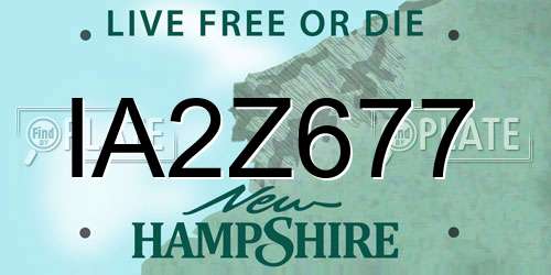 IA2Z677 New Hampshire License Plate