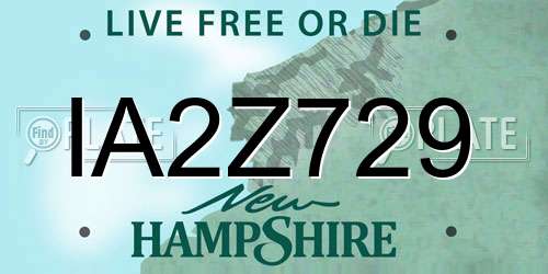 IA2Z729 New Hampshire License Plate