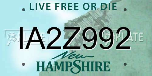 IA2Z992 New Hampshire License Plate