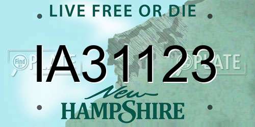 IA31123 New Hampshire License Plate