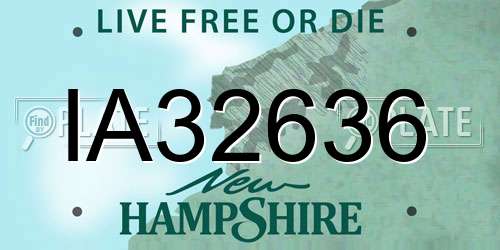 IA32636 New Hampshire License Plate