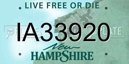 IA33920 New Hampshire License Plate