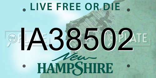 IA38502 New Hampshire License Plate