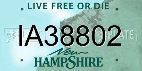 IA38802 New Hampshire License Plate