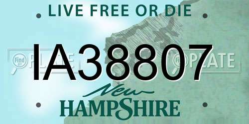 IA38807 New Hampshire License Plate