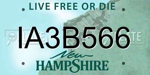 IA3B566 New Hampshire License Plate