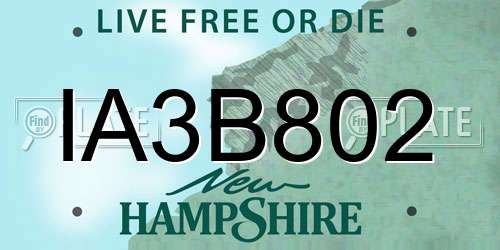 IA3B802 New Hampshire License Plate