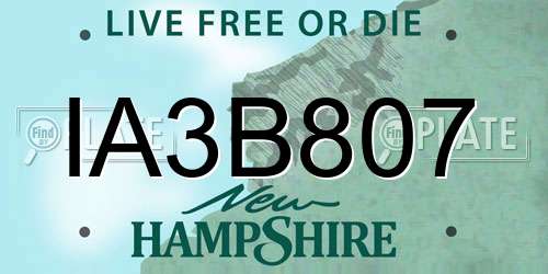 IA3B807 New Hampshire License Plate
