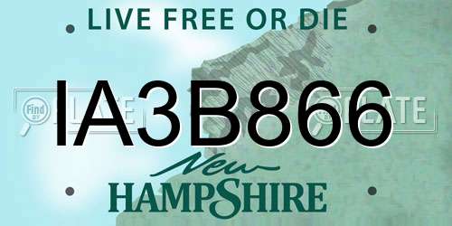 IA3B866 New Hampshire License Plate