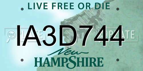 IA3D744 New Hampshire License Plate