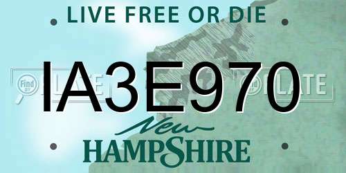 IA3E970 New Hampshire License Plate