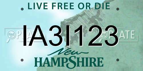 IA3I123 New Hampshire License Plate