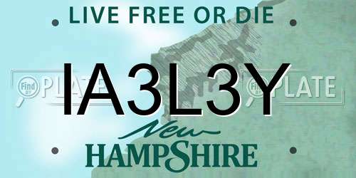 IA3L3Y New Hampshire License Plate