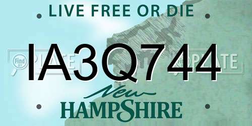 IA3Q744 New Hampshire License Plate