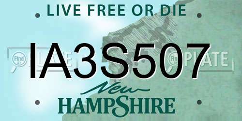 IA3S507 New Hampshire License Plate