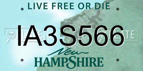 IA3S566 New Hampshire License Plate