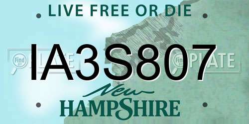 IA3S807 New Hampshire License Plate