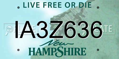 IA3Z636 New Hampshire License Plate