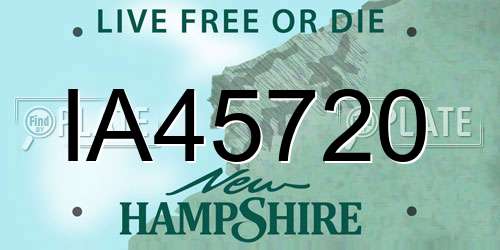 IA45720 New Hampshire License Plate